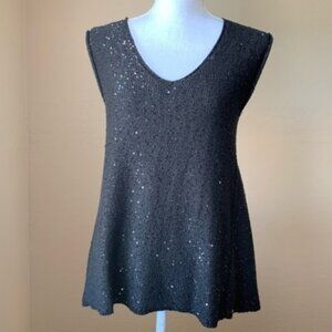 Zara Knit Black Sequin A-Line Sleeveless Top
